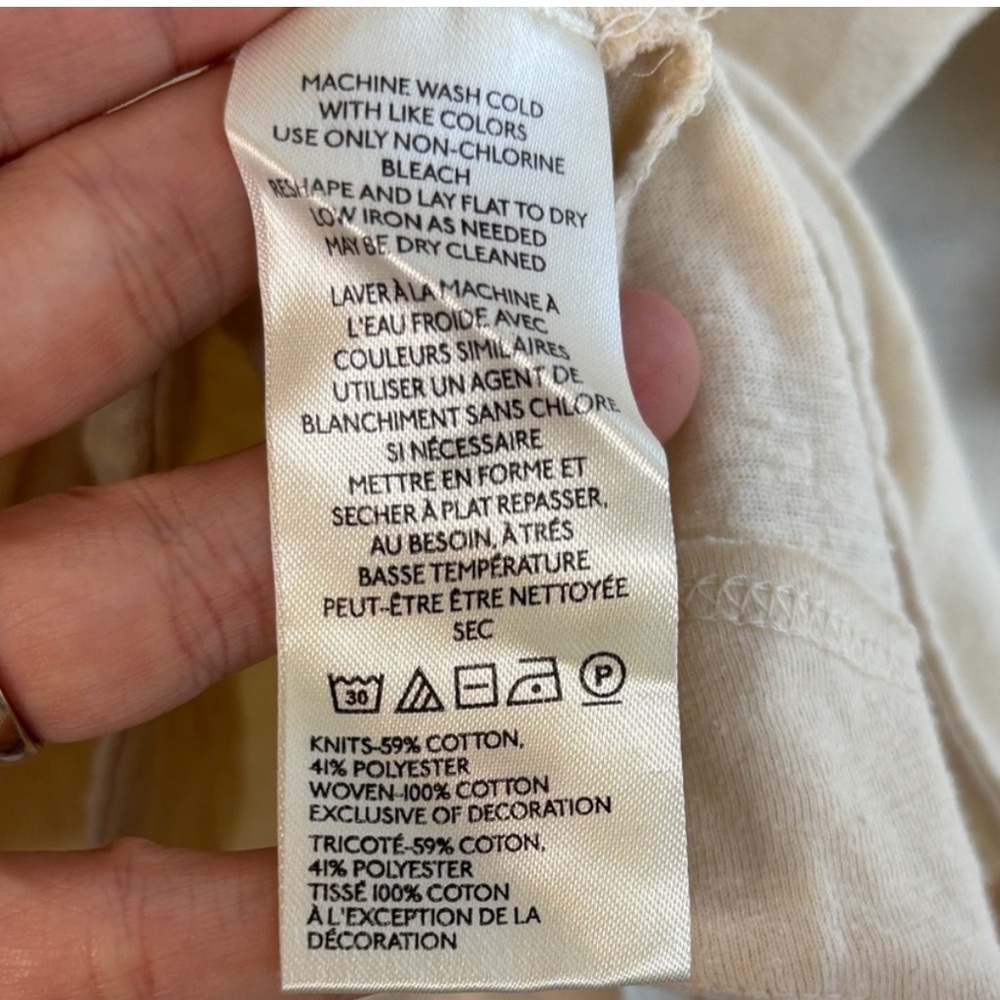 Anthropologie Cream Blouse with Embroidered Sleeves - Picture 11 of 11